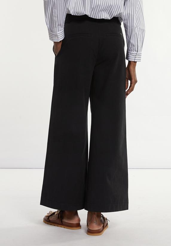 River Woods Katoenen Wijde Broek Zwart