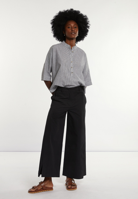 River Woods Katoenen Wijde Broek Zwart