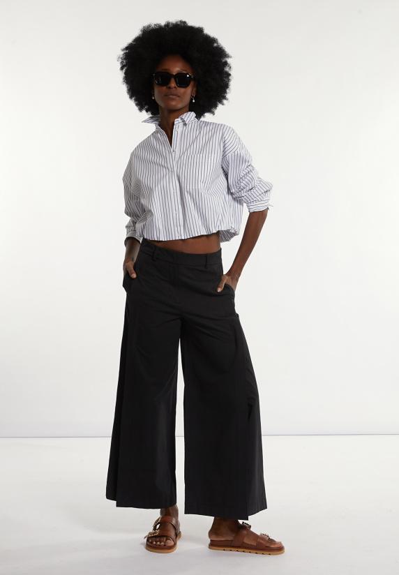 river woods Katoenen wijde broek zwart