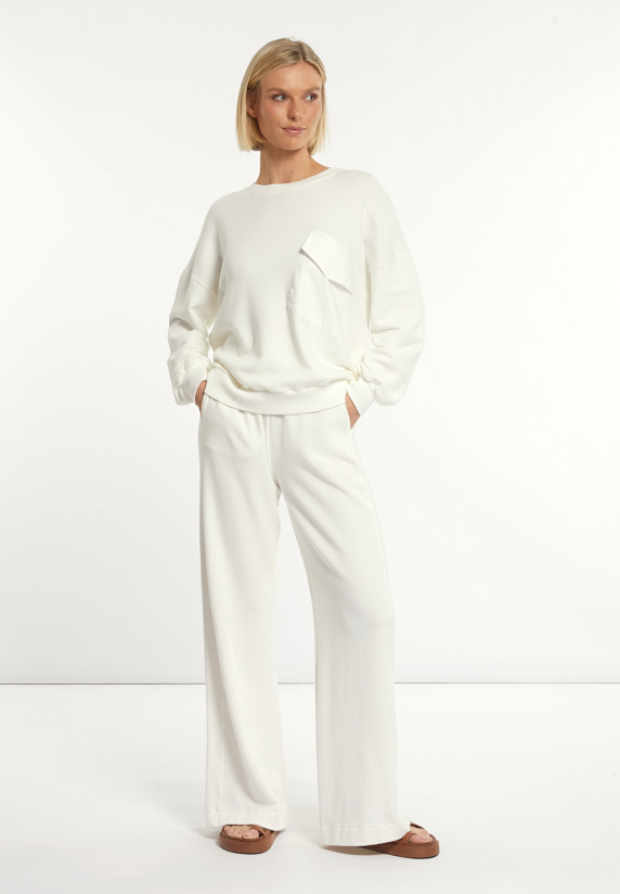 river woods Katoenen wijde fleecebroek écru