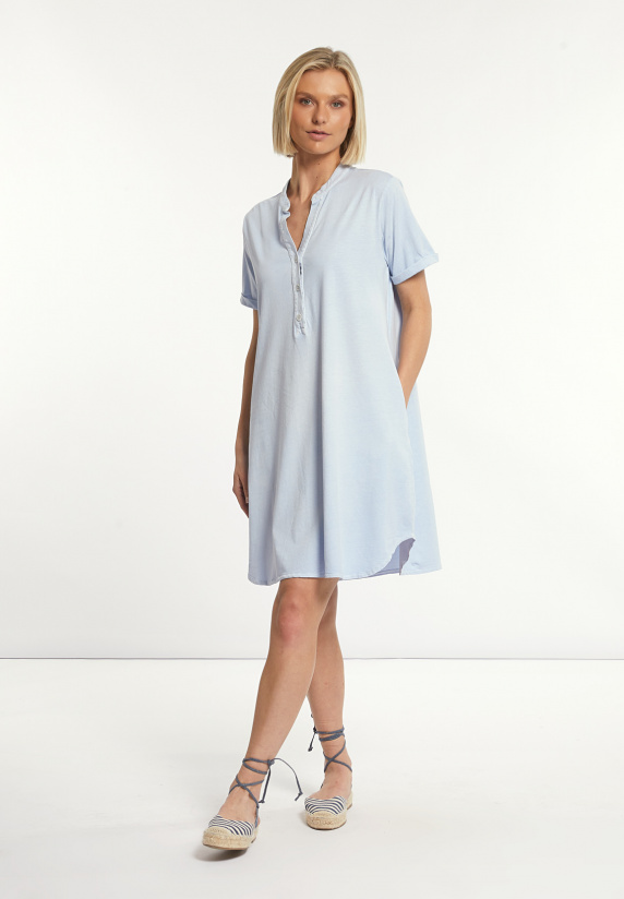 river woods Katoenen wijde jurk ronde hals blauw