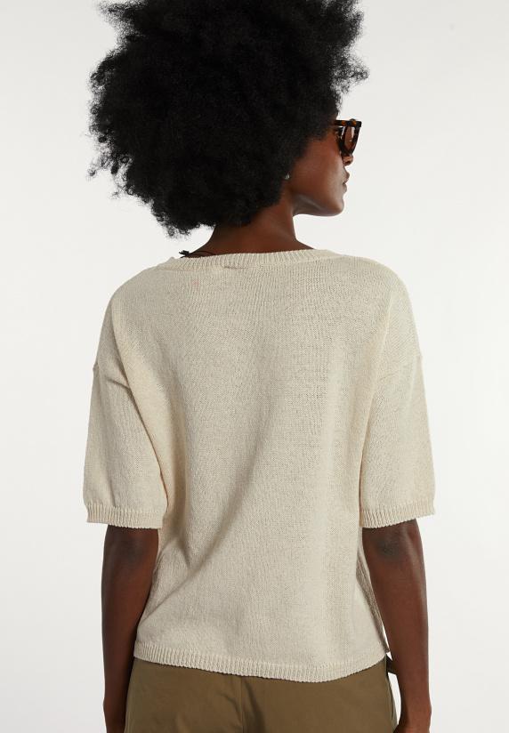 River Woods Katoenen Wijde Trui Korte Mouwen Beige