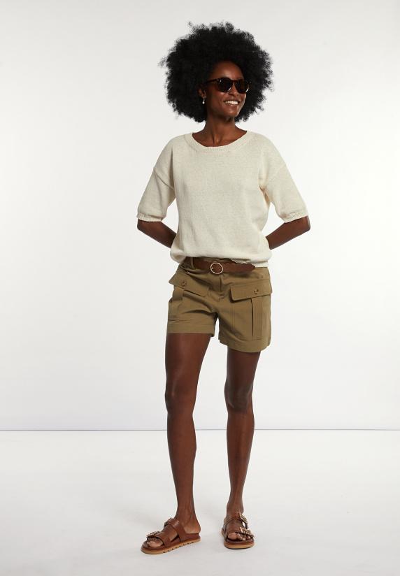 River Woods Katoenen Wijde Trui Korte Mouwen Beige