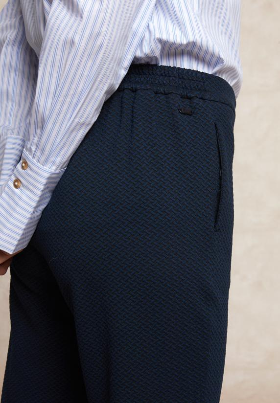 River Woods Klassieke Broek Visgraat Patroon Blauw