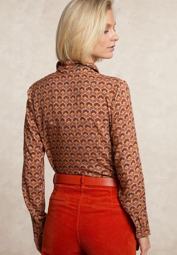 River Woods Klassieke Fantasieblouse Bruin/oranje