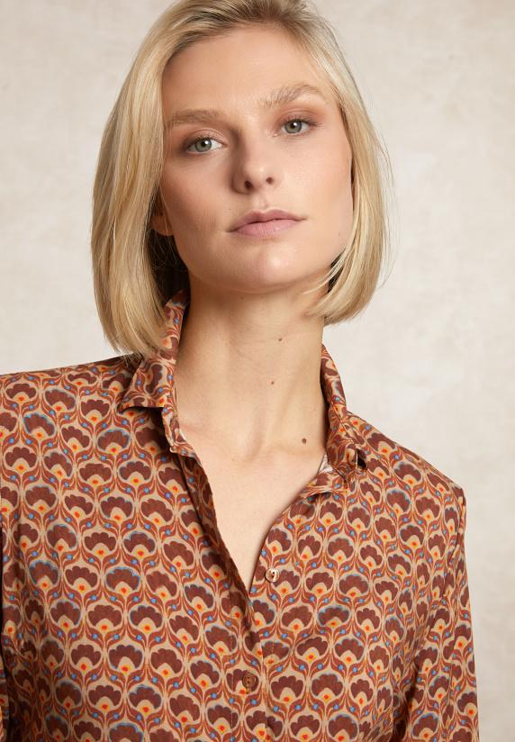 River Woods Klassieke Fantasieblouse Bruin/oranje