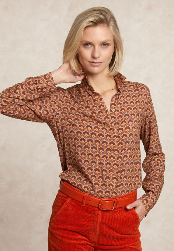 river woods Klassieke fantasieblouse bruin/oranje
