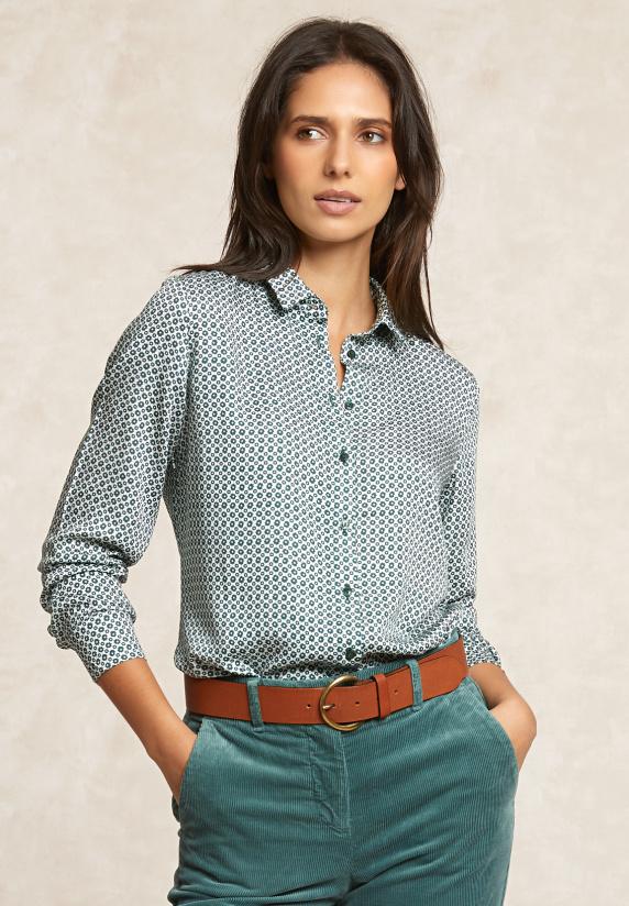 river woods Klassieke fantasieblouse groen/écru