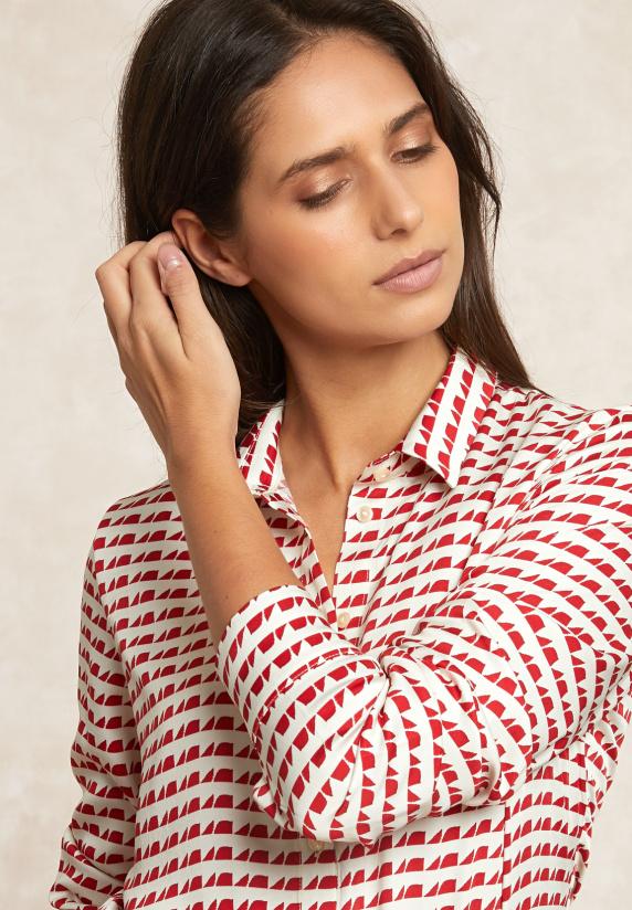 River Woods Klassieke Fantasieblouse Rood/écru