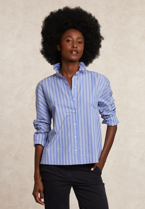 river woods Klassieke gestreepte blouse blauw/wit