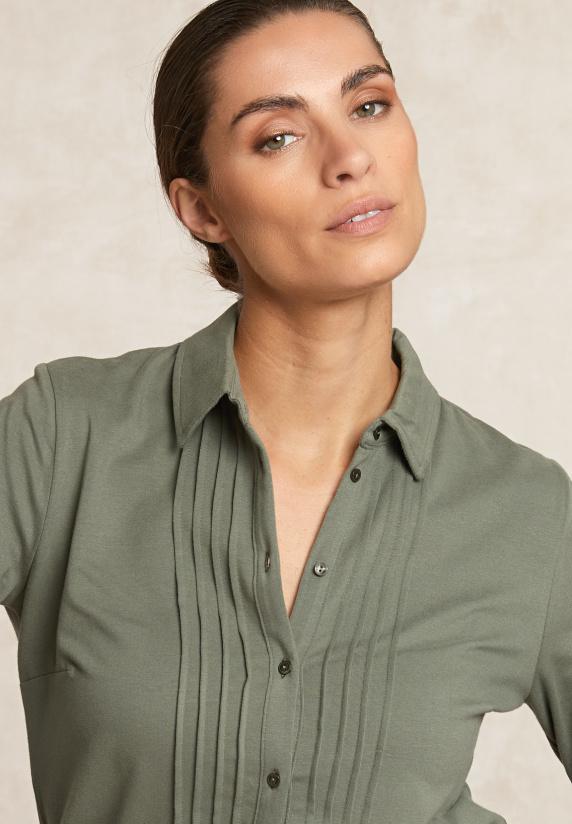 River Woods Klassieke T-shirt Met Plooien Kaki