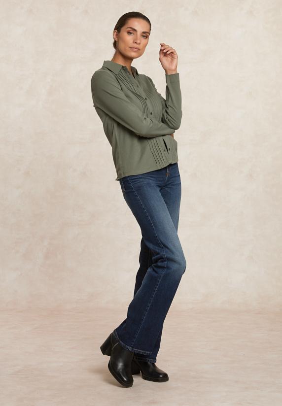 River Woods Klassieke T-shirt Met Plooien Kaki