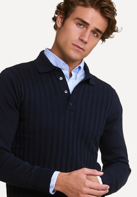 River Woods Klassieke V-hals Polotrui Dark Navy