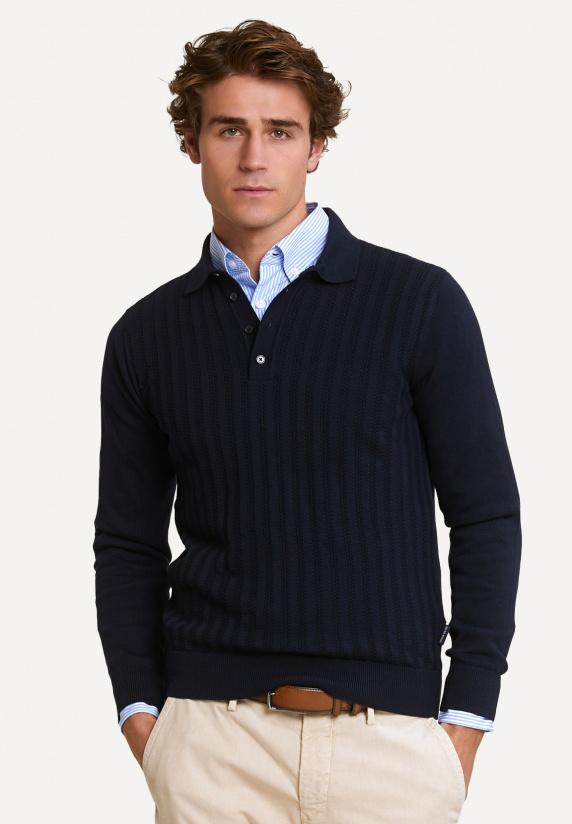 River Woods Klassieke V-hals Polotrui Dark Navy