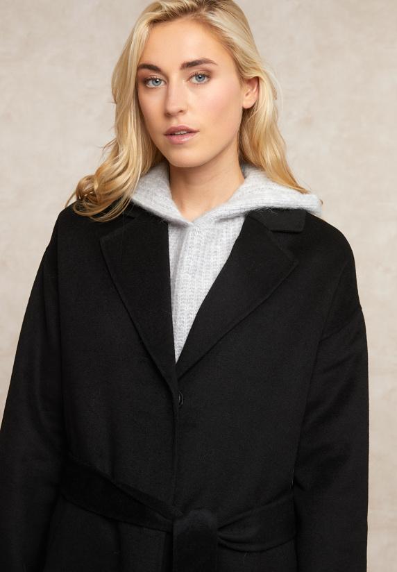 River Woods Klassieke Wollen Mantel Zwart