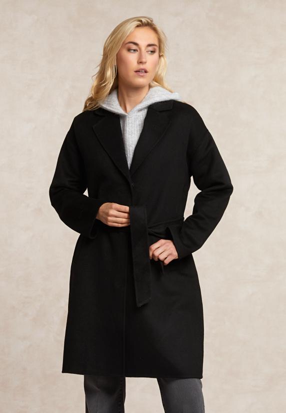 River Woods Klassieke Wollen Mantel Zwart