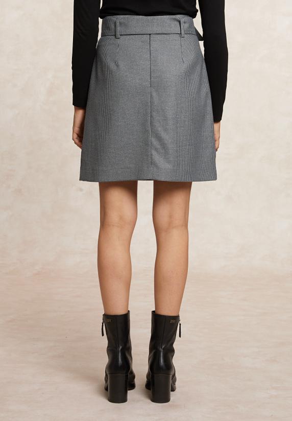 River Woods Korte Geruite Rok Met Riem Grijs