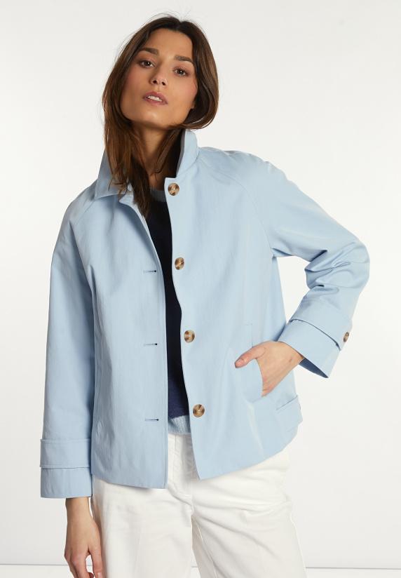 river woods Korte katoenen trenchcoat blauw