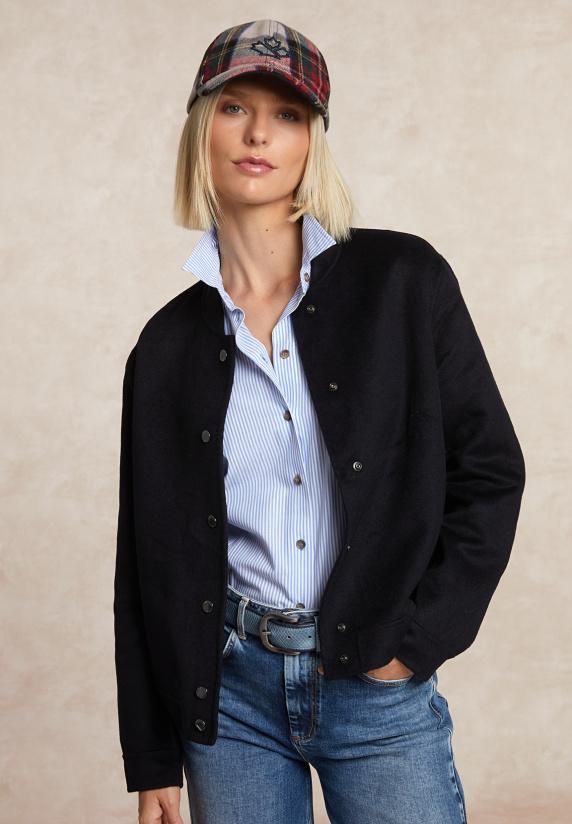 River Woods Korte Wollen Bomberjack Navy