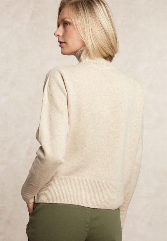 River Woods Lamswollen Trui Opstaande Kraag Beige