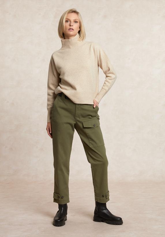 River Woods Lamswollen Trui Opstaande Kraag Beige