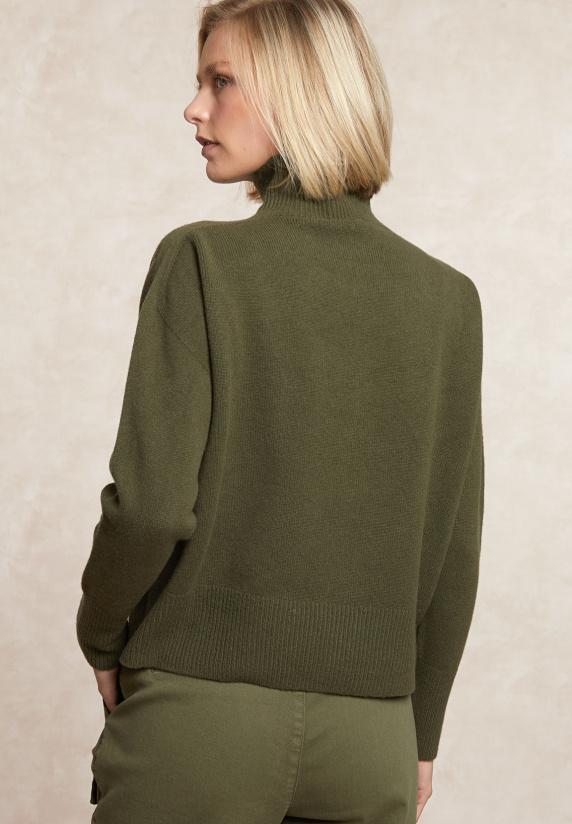 River Woods Lamswollen Trui Opstaande Kraag Groen