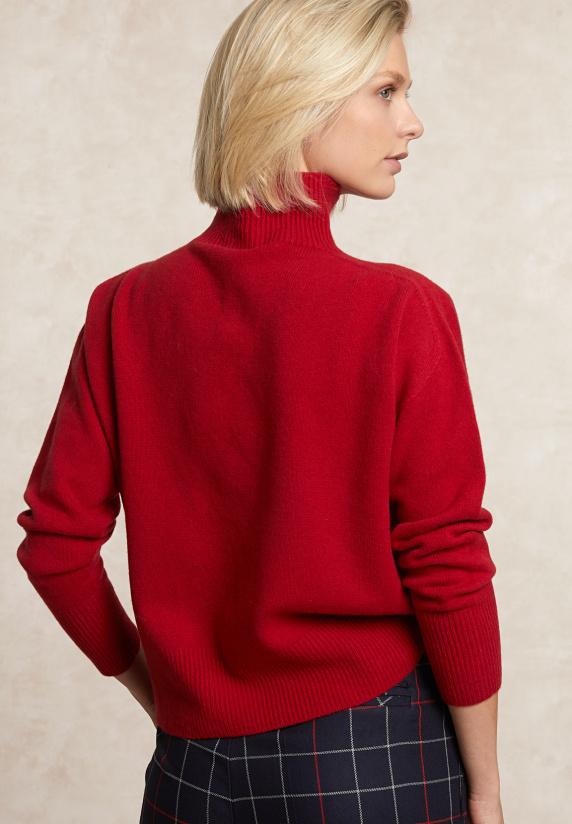 River Woods Lamswollen Trui Opstaande Kraag Rood