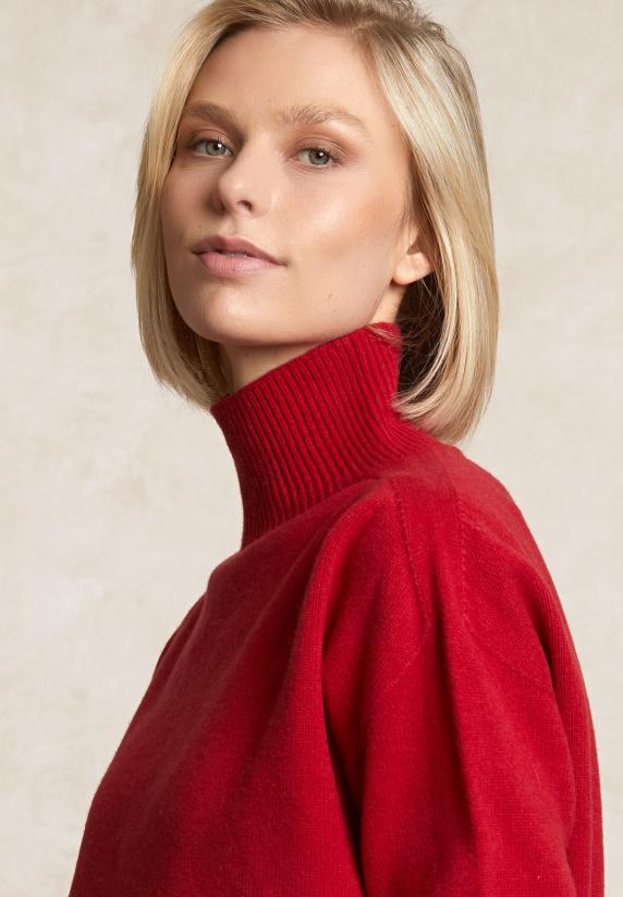 River Woods Lamswollen Trui Opstaande Kraag Rood