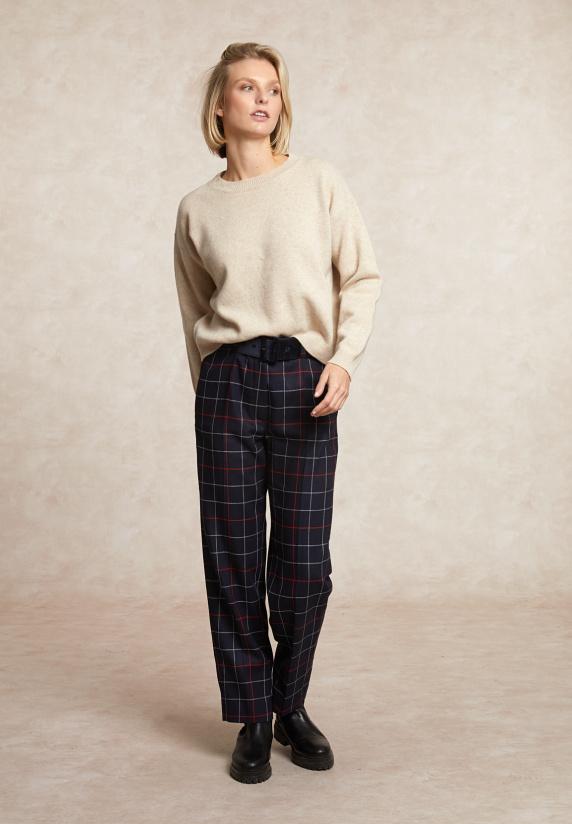 River Woods Lamswollen Trui Ronde Hals Beige