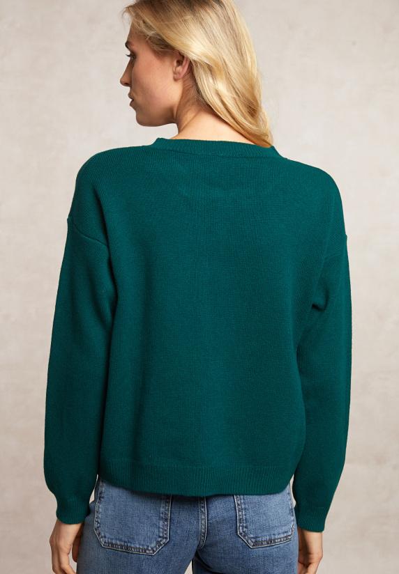 River Woods Lamswollen Trui Ronde Hals Groen