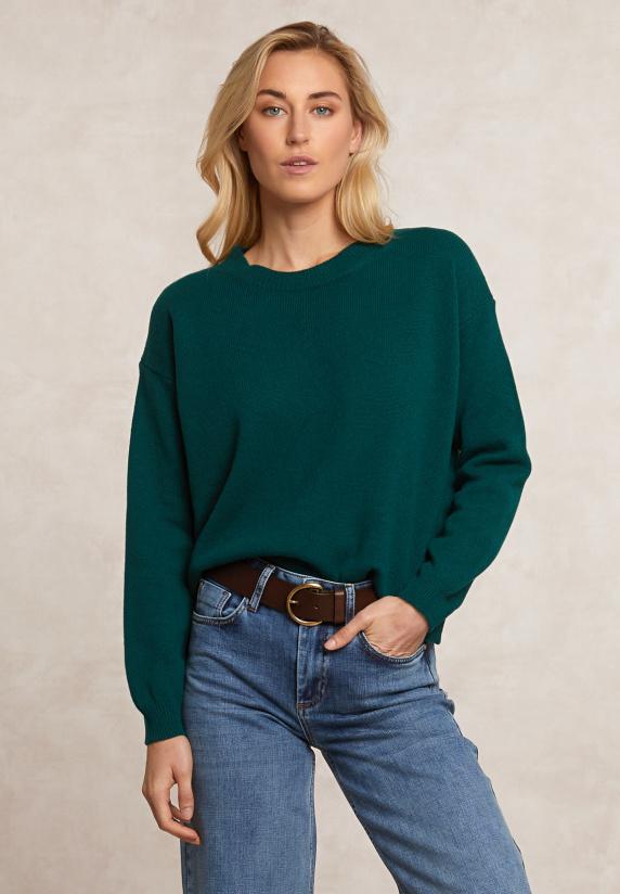 river woods Lamswollen trui ronde hals groen