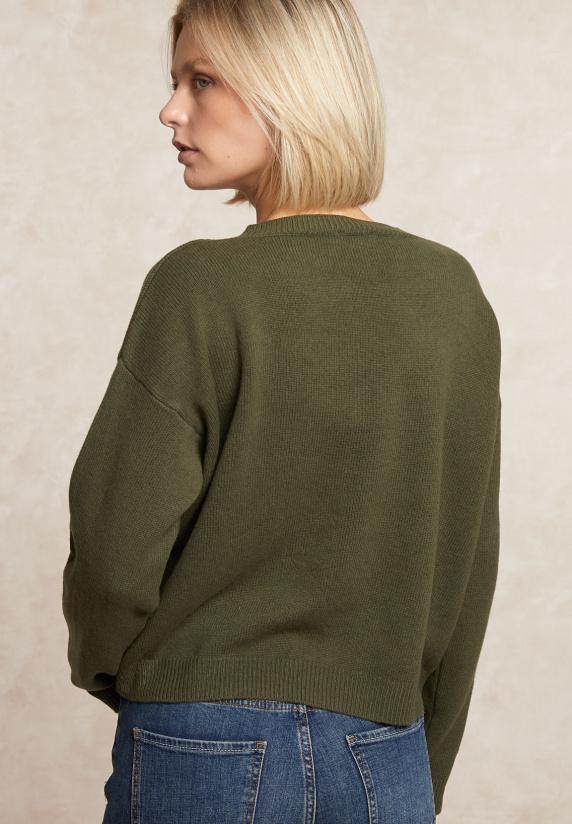 River Woods Lamswollen Trui Ronde Hals Mosgroen