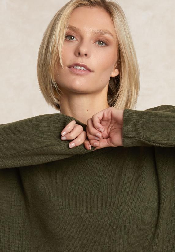 River Woods Lamswollen Trui Ronde Hals Mosgroen