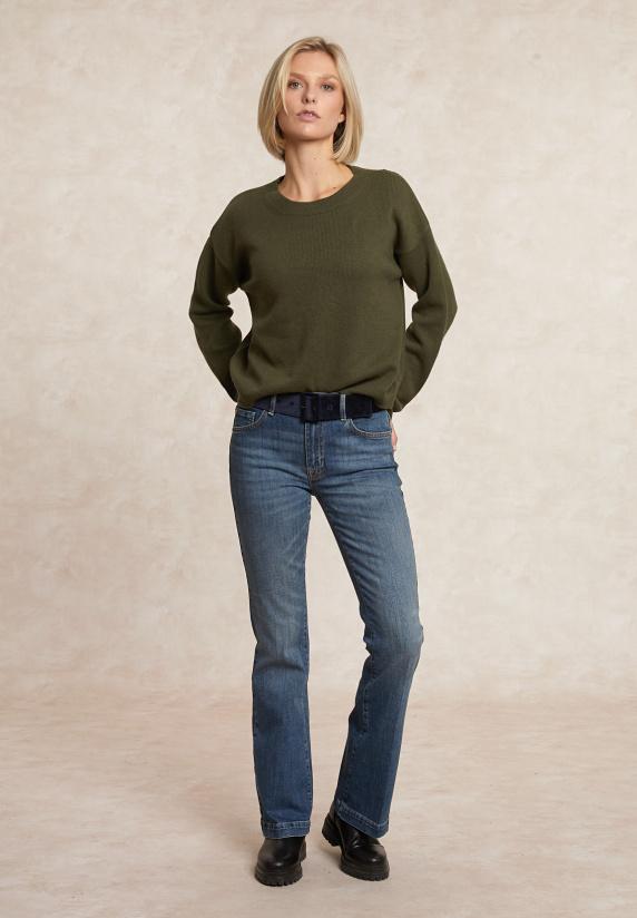 River Woods Lamswollen Trui Ronde Hals Mosgroen