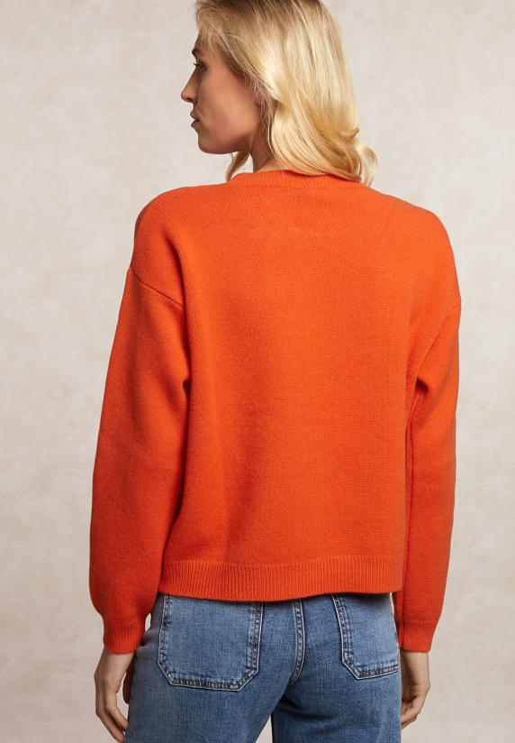 River Woods Lamswollen Trui Ronde Hals Oranje