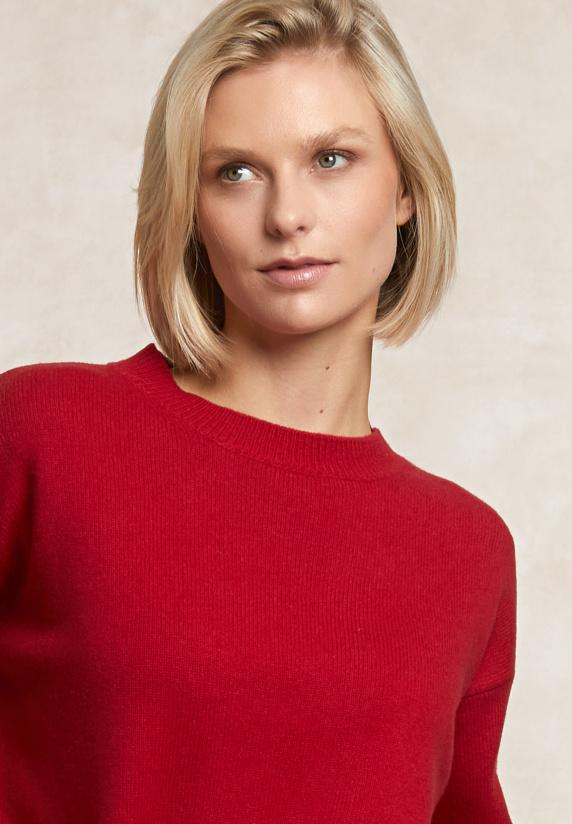 River Woods Lamswollen Trui Ronde Hals Rood