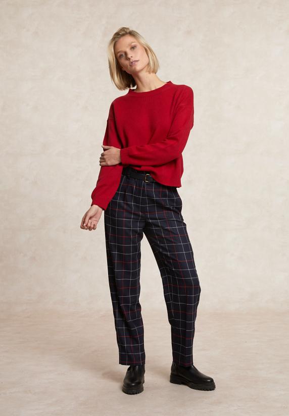 River Woods Lamswollen Trui Ronde Hals Rood