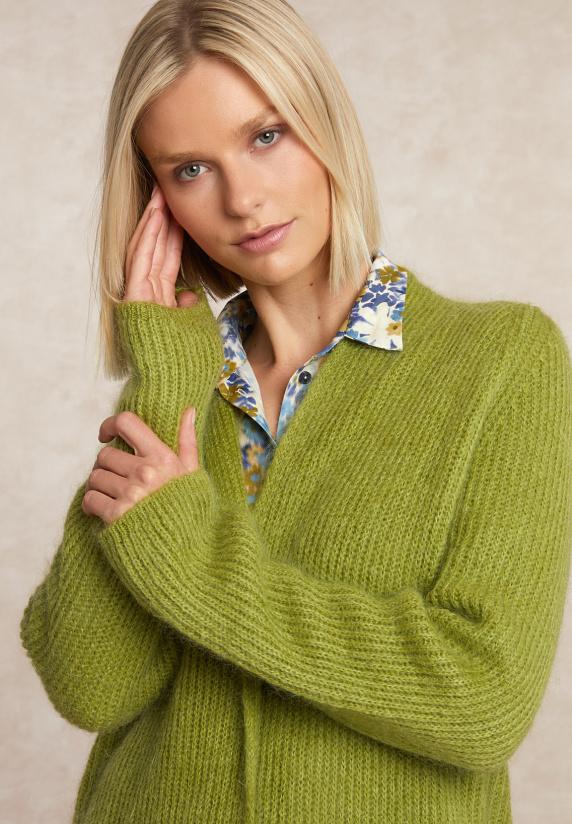 River Woods Lange Cardigan Lange Mouwen Olijfgroen