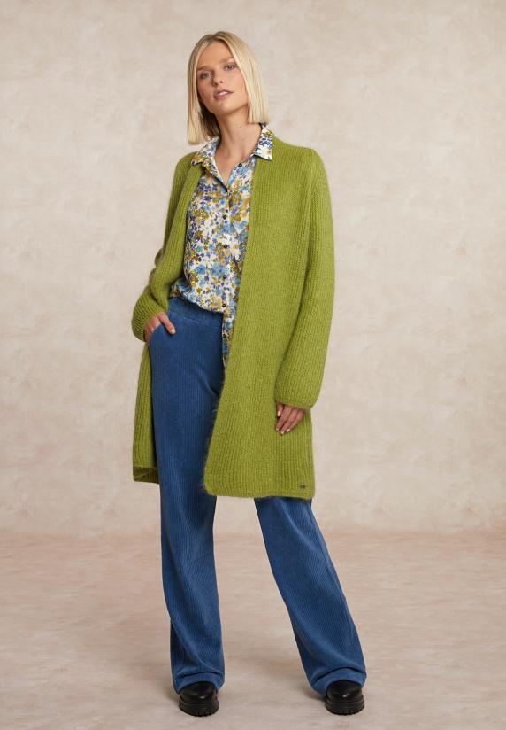 River Woods Lange Cardigan Lange Mouwen Olijfgroen