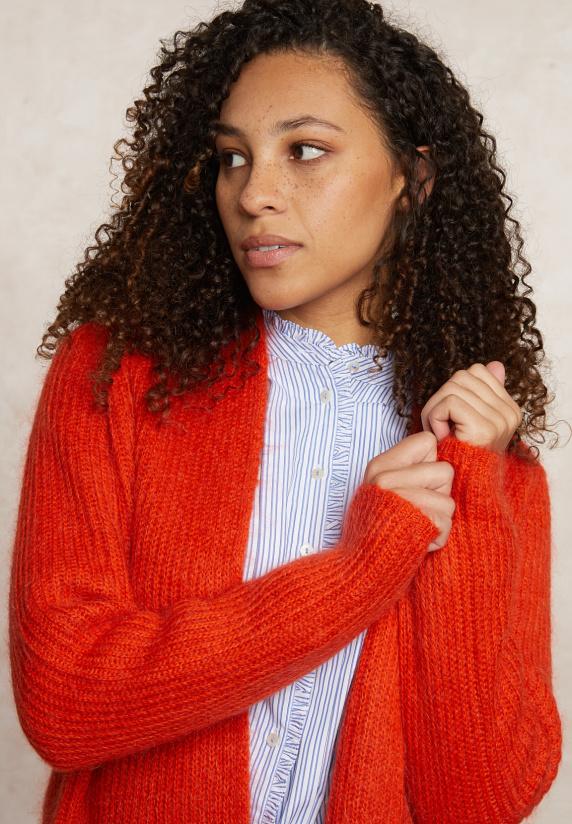 River Woods Lange Cardigan Lange Mouwen Oranje