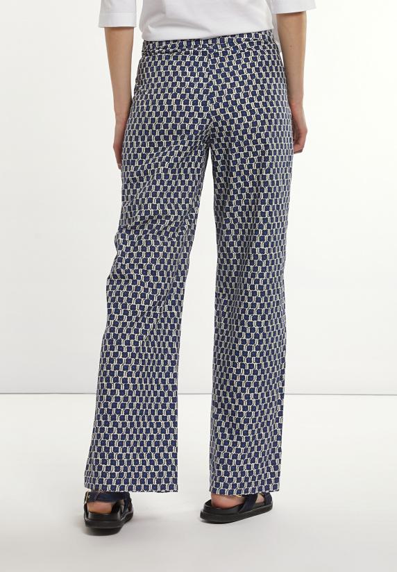 River Woods Lange Fantasiebroek Blauw/wit