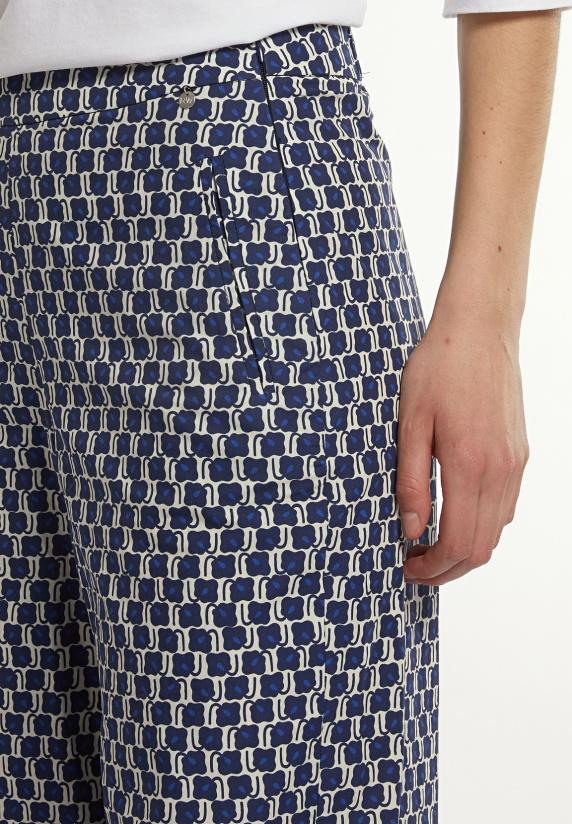 River Woods Lange Fantasiebroek Blauw/wit