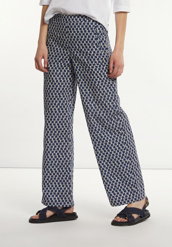 River Woods Lange Fantasiebroek Blauw/wit