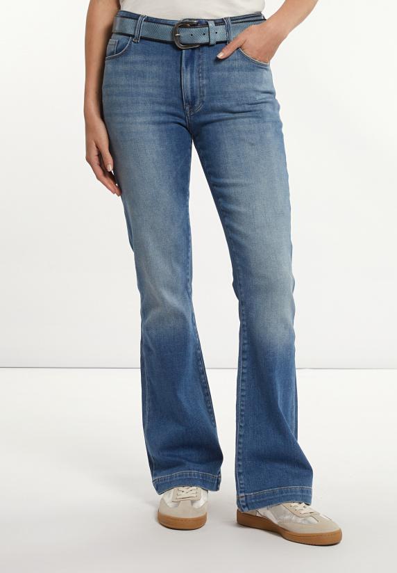 River Woods Lange Flared Jeansbroek Blauw