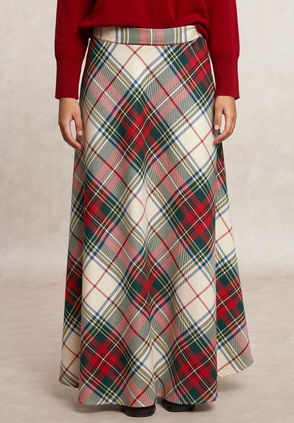 river woods Lange geruite rok multi