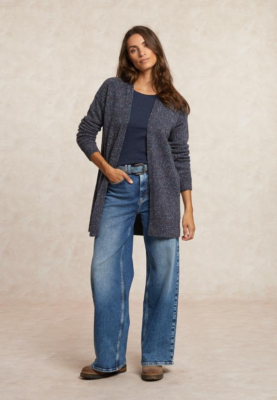 River Woods Lange Gestipte V-hals Cardigan Blauw