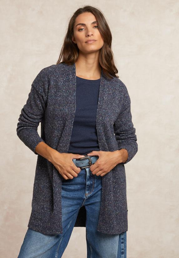 River Woods Lange Gestipte V-hals Cardigan Blauw