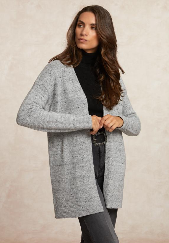 river woods Lange gestipte V-hals cardigan grijs