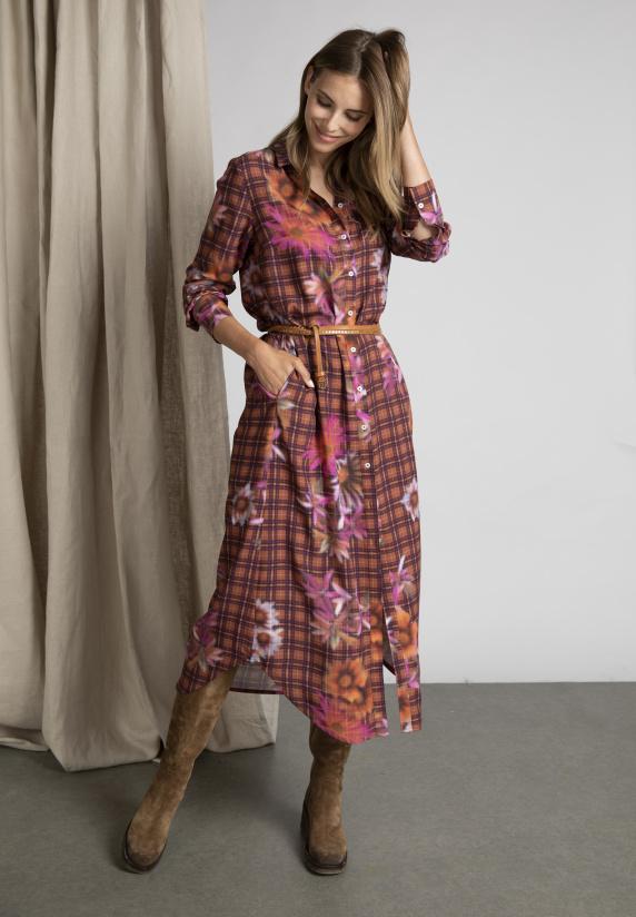 river woods Lange hemdjurk in bruin