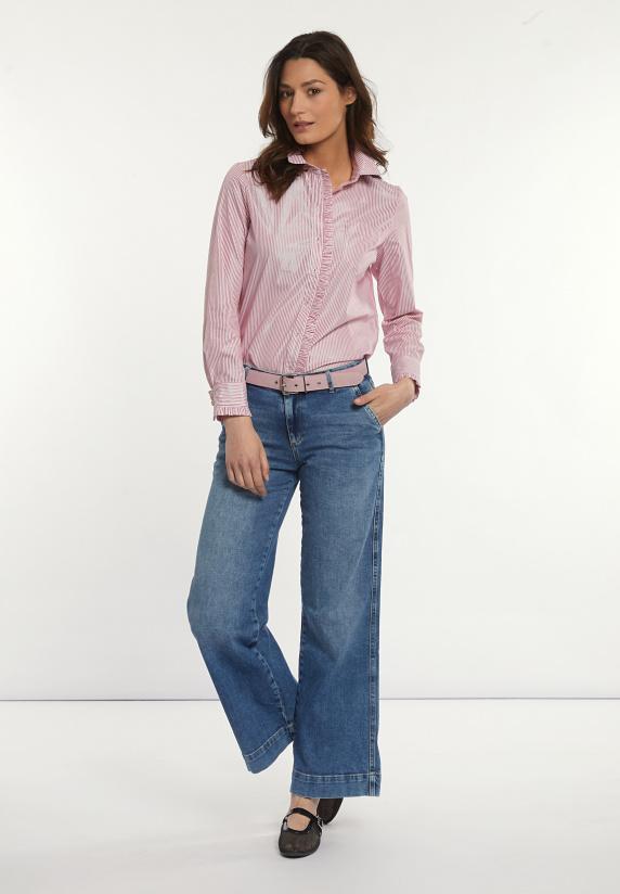 river woods Lange jeansbroek hoge taille blauw